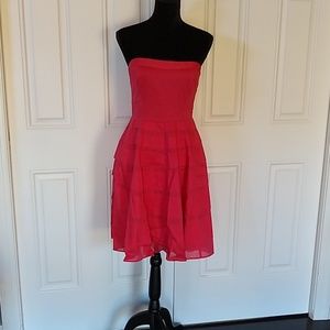 Red coral strapless dress sz 6